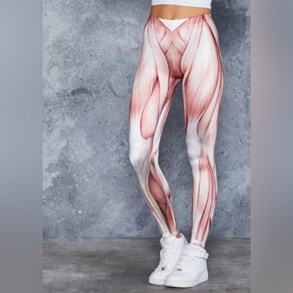 Blackmilk Muscles Unique Funky Different Ugly Print Leggings Small